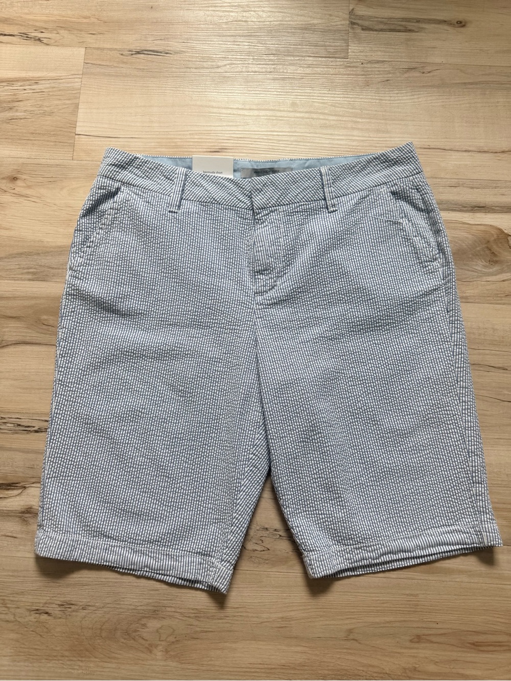 Marc New York Light Blue and White Seersucker Flat-Front Shorts